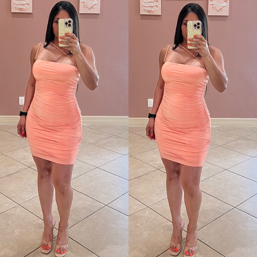 ANAHI One Strap Dress -peach